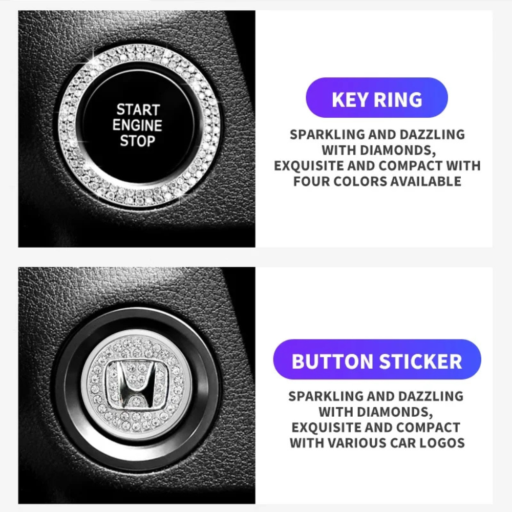 Pack of 3 Crystal Car Start Button Ring – image 7